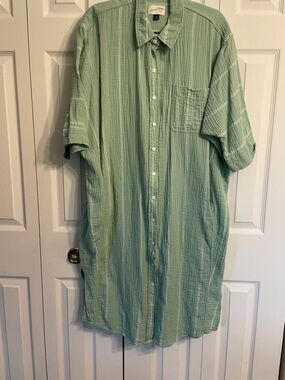Universal Thread Light Spring Green Midi Button-Down Dress